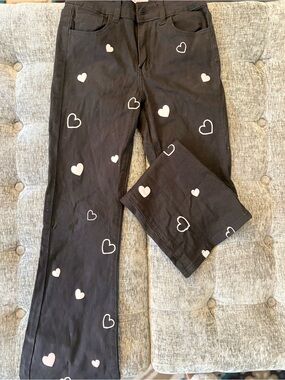 Kids Black Heart Print Jeans